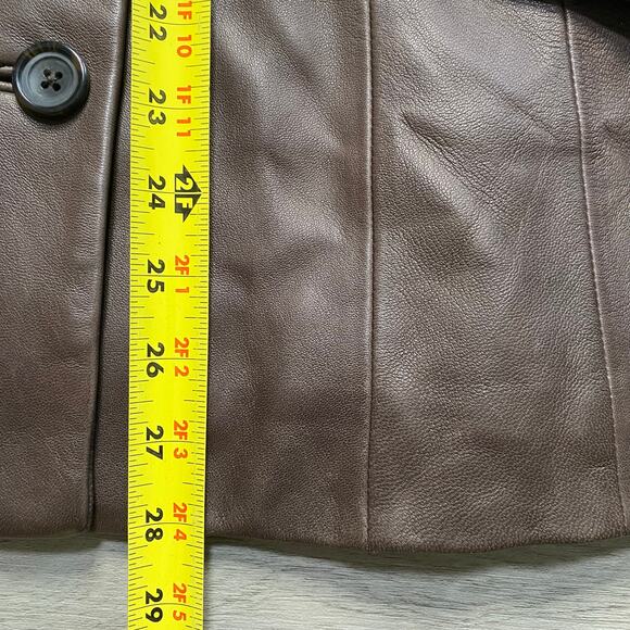Vintage Preston & York Chocolate Brown Leather Lambskin Jacket Coat Womens Large - Picture 6 of 9